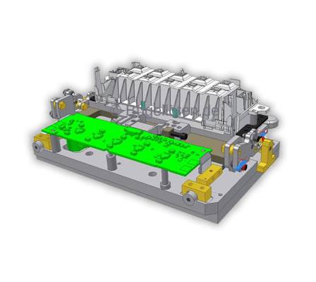 Bauteilaufnahme mit Montagevorrichtung zur Lötung einer LCD Anschluss-Flex auf einer Leiterplatte